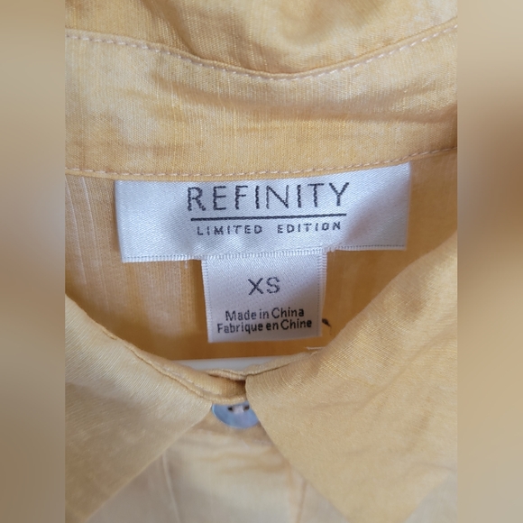 Refinity Yellow and Pink Dyed Button Down Shirt Size 14 (Size XS) - Picture 2 of 3